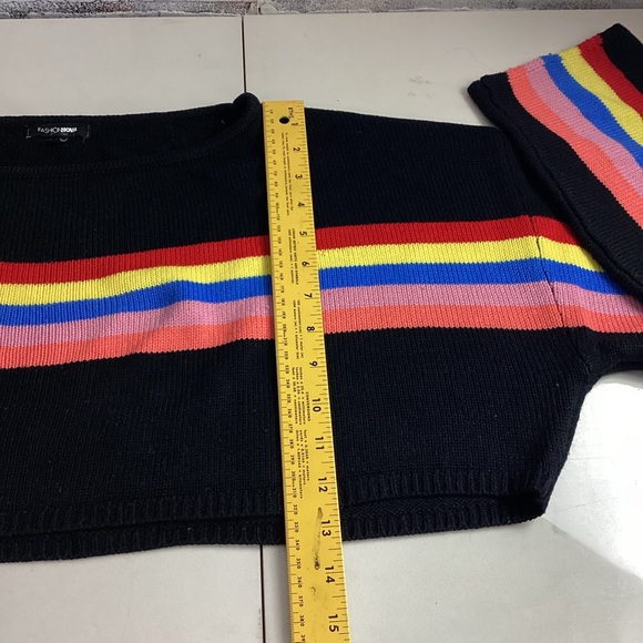 Fashion Nova Women’s OVERSIZED Knit Crop Multicolor Striped Sweater, Size XS - Picture 8 of 10